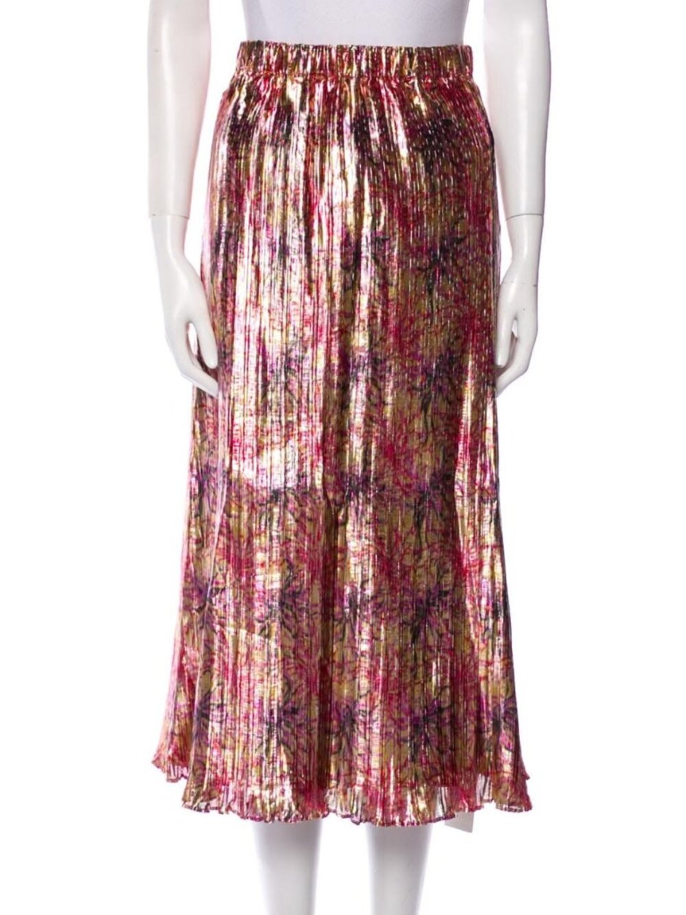 Kate Spade Pleated Metallic Gold Lame Skirt Winter Chrysanthemum Small